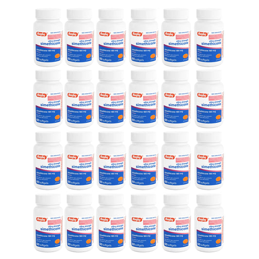 Rugby Ultra Strength Simethicone bottle front for post-meal gas relief.