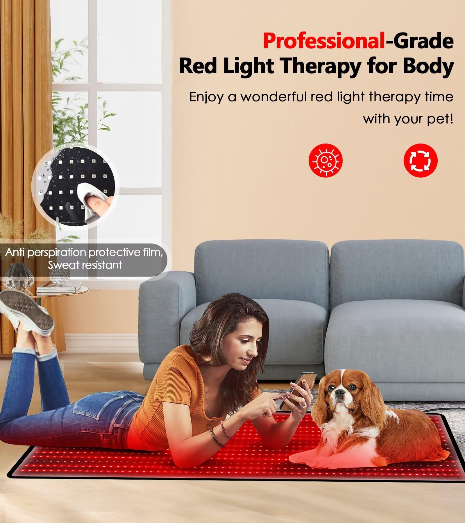 RUISQM timer and brightness controls for tailored sessions at home.