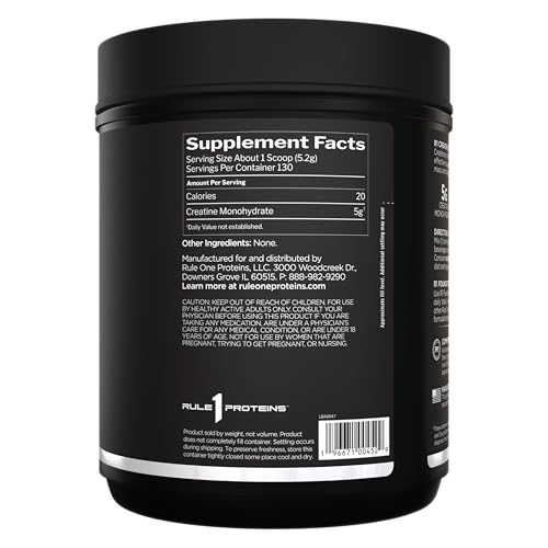 Rule 1 Creatine Powder scoop showcases precise single-scoop servings.