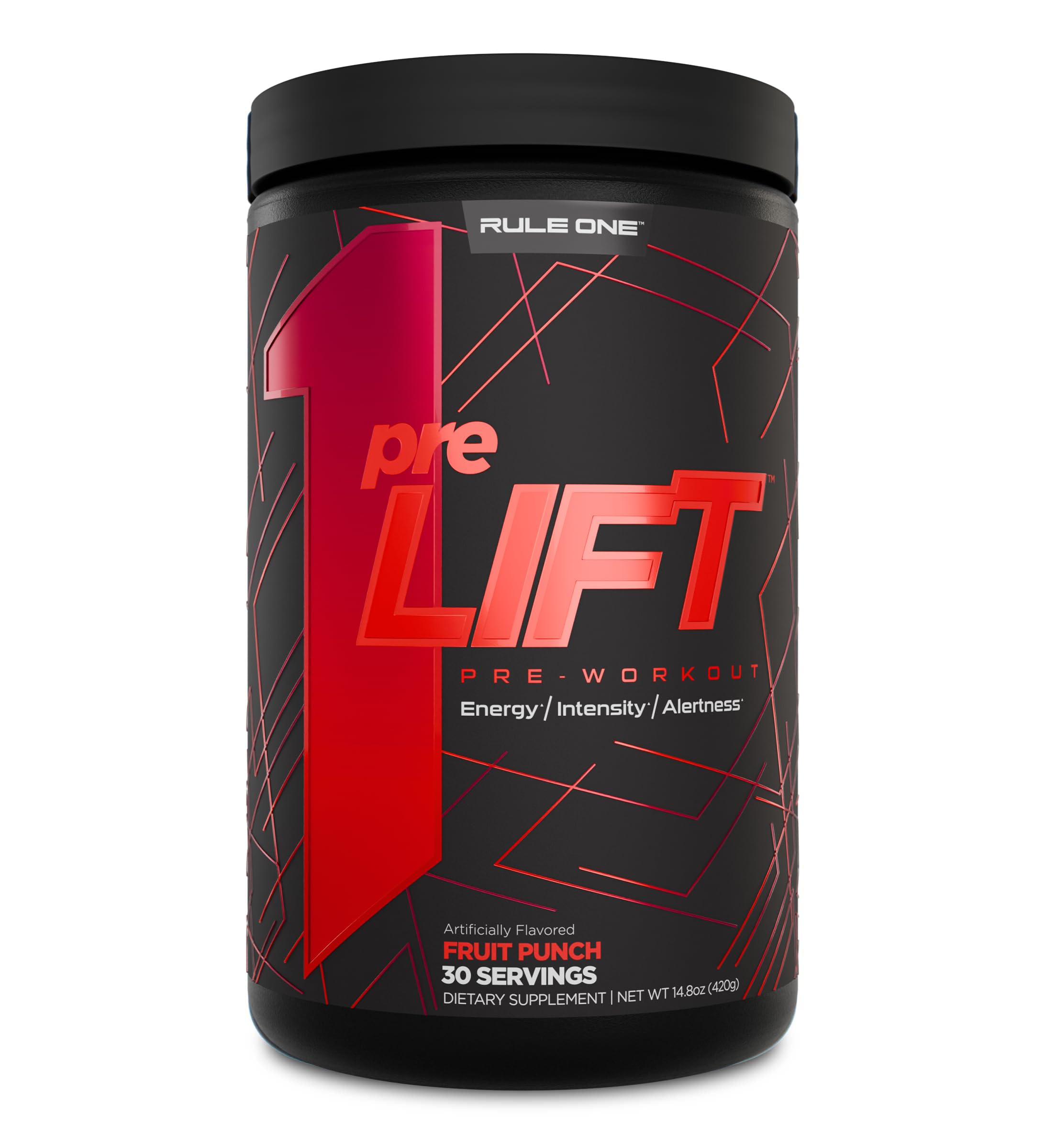 Rule 1 preLIFT fruit punch tub ready for an energized workout