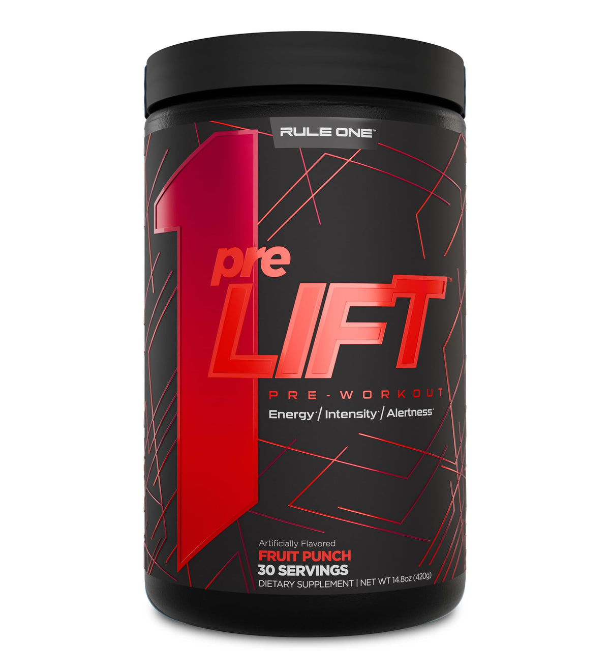 Rule 1 preLIFT fruit punch tub ready for an energized workout