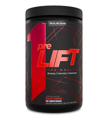Rule 1 preLIFT fruit punch tub ready for an energized workout