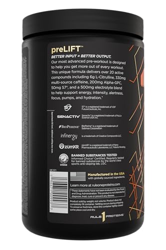 Rule 1 preLIFT ingredient label promotes transparency for informed pre-workout planning