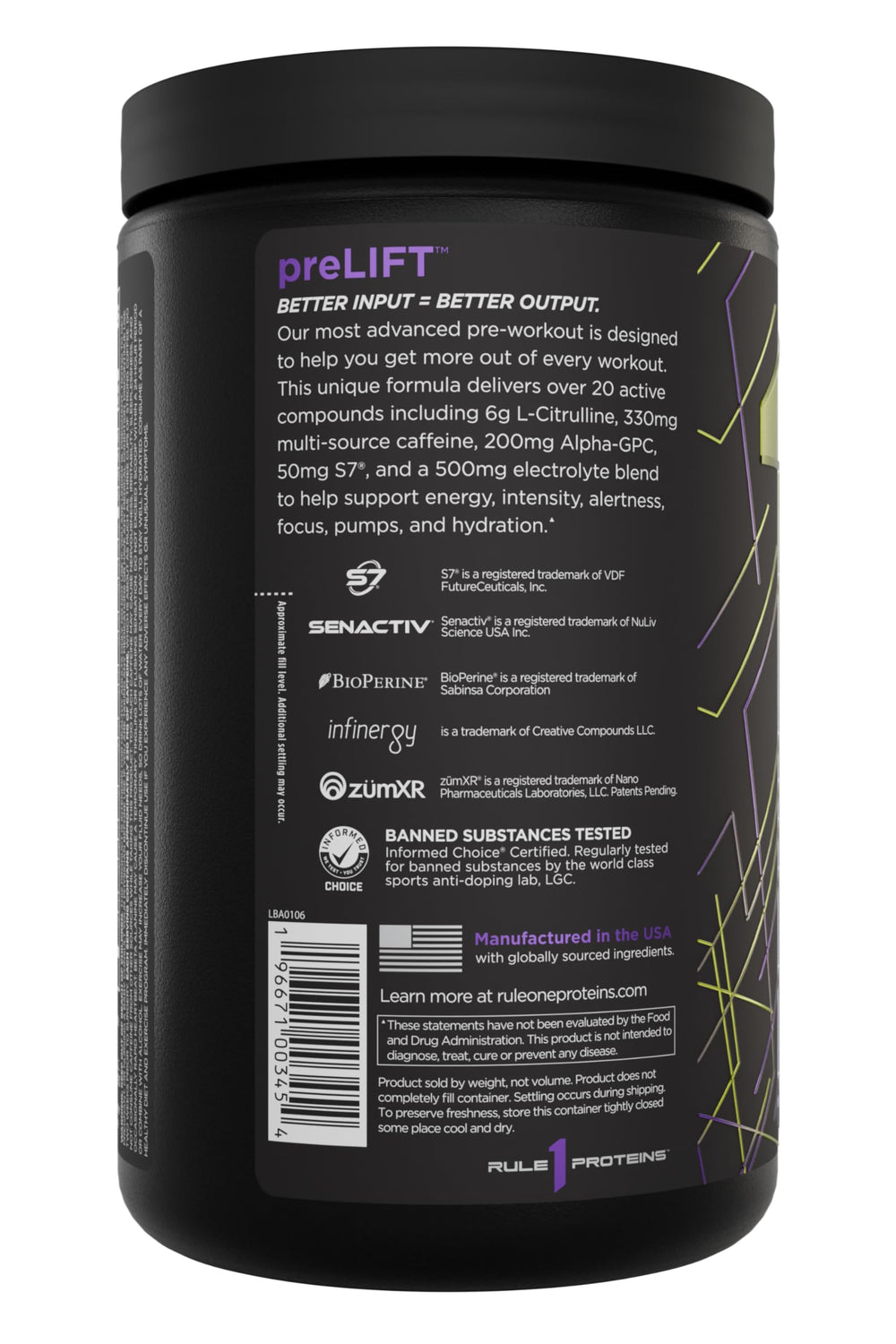 Rule 1 PreLIFT label reveals transparent dosages for informed use