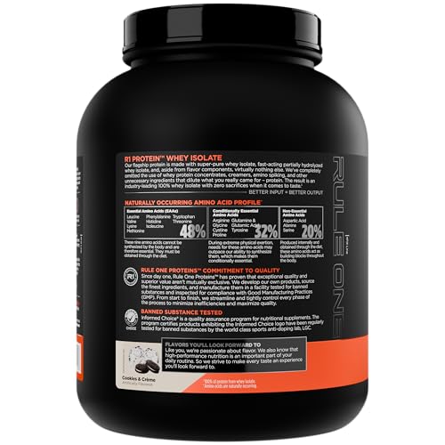 Rule 1 Proteins label shows 25g protein per serving