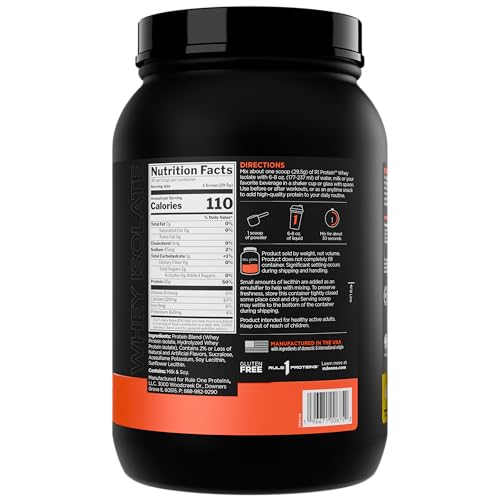 R1 Protein Whey Isolate being poured for a banana creme shake