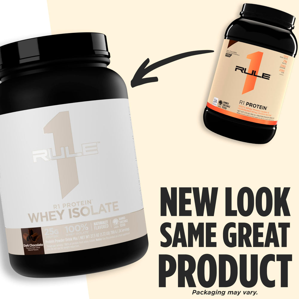 Pouring Rule 1 R1 Whey Isolate into a shaker for a quick shake