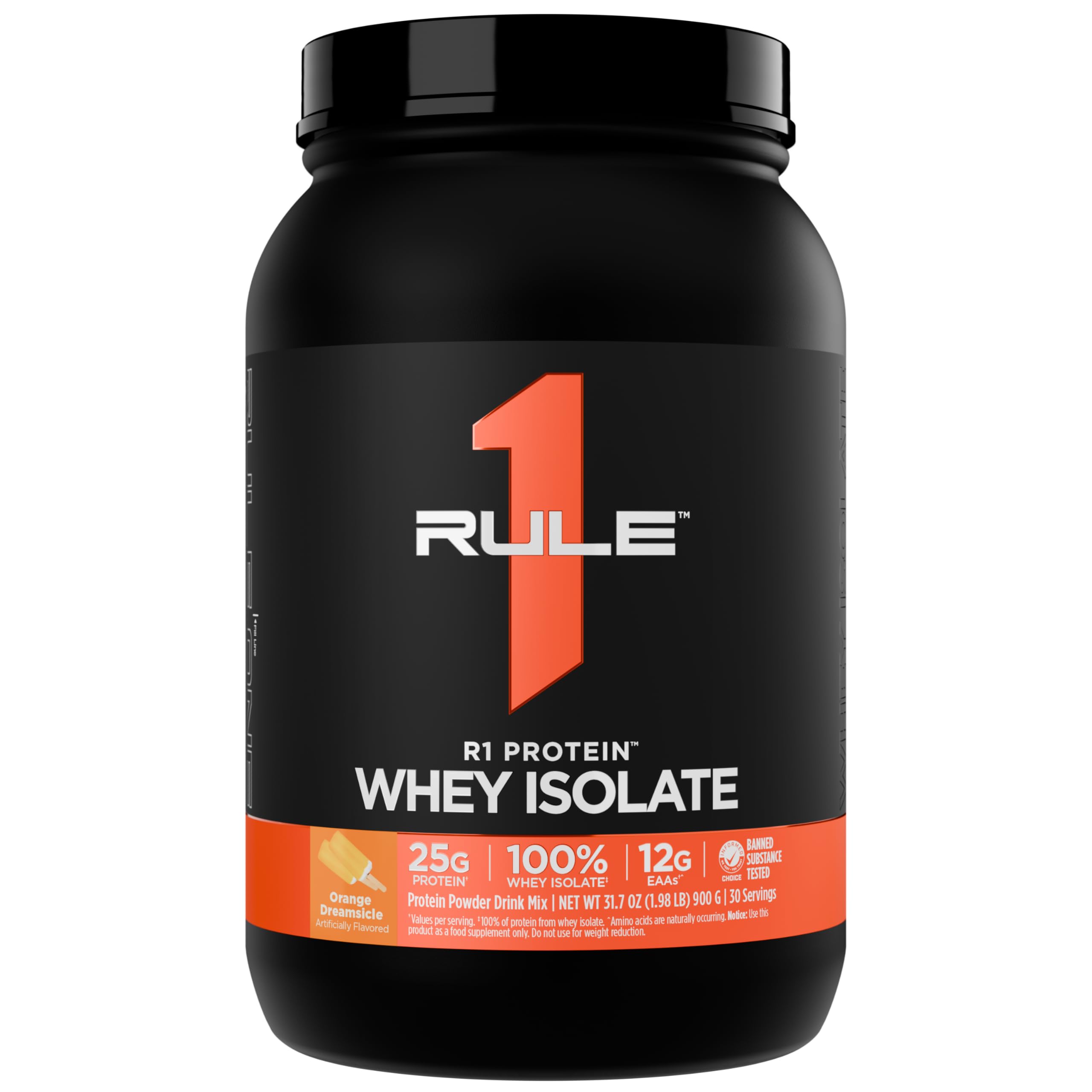 Rule 1 R1 Protein Whey Isolate bottle ready for a quick post-workout shake.