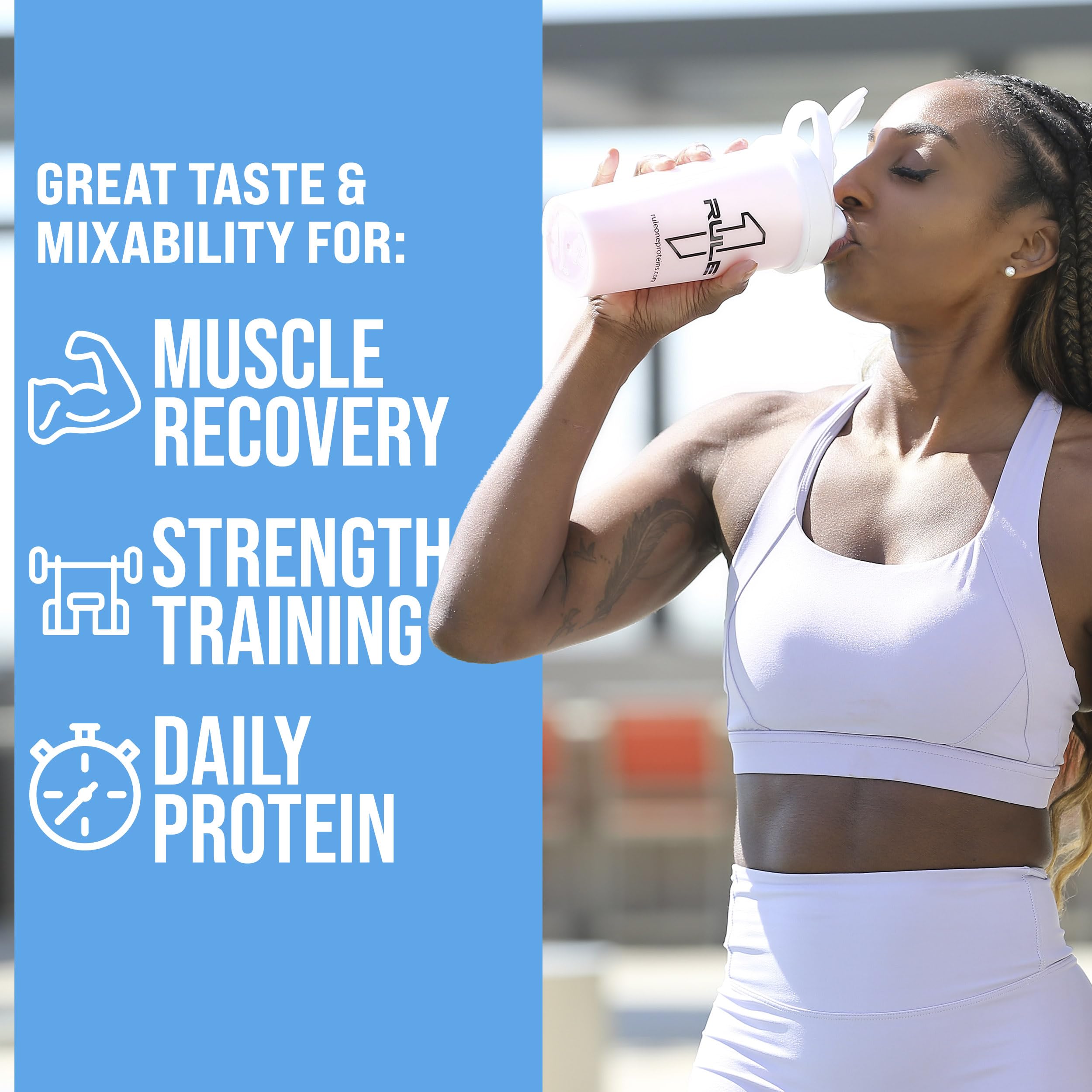 Rule 1 Whey Protein toasted cinnamon scoop emphasizes flavor profile