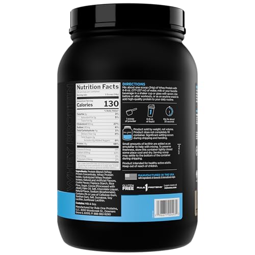 Rule 1 Whey Protein nutrition panel highlights 24g protein per serving