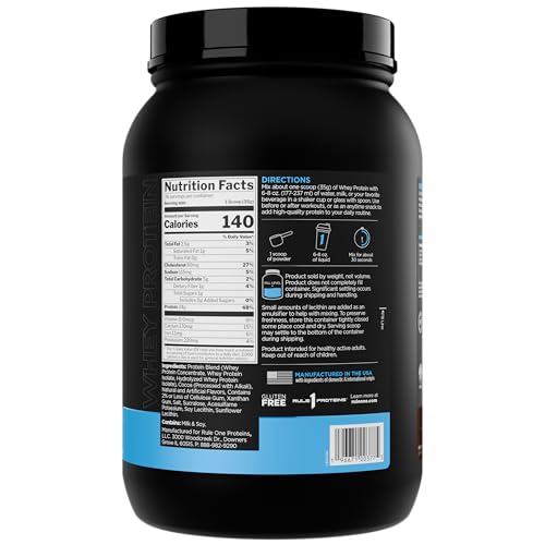 Rule 1 Whey Protein scoop ready for quick post-workout shakes.