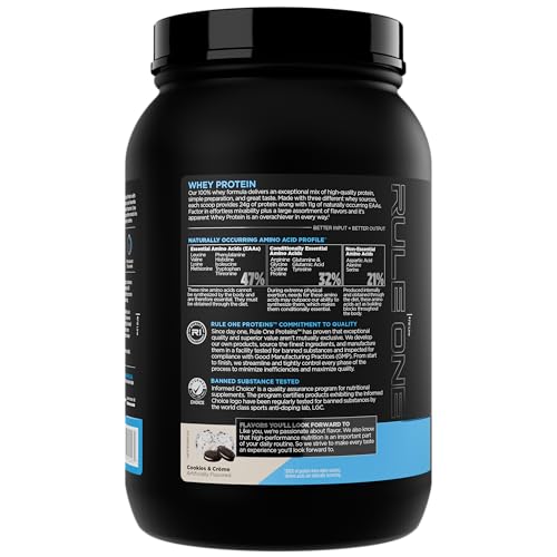 Rule 1 Whey Protein three-whey blend promotes quick amino acid delivery
