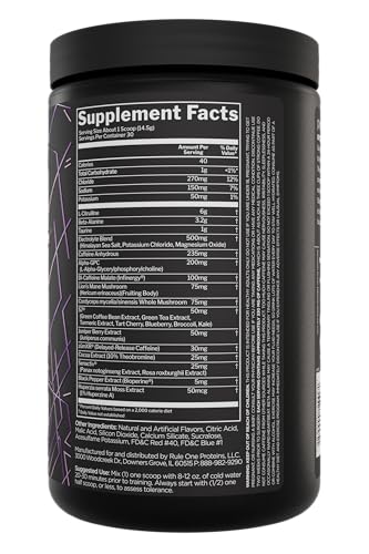 Rule 1 preLIFT scoop measuring powder for precise pre-workout dosing.