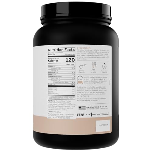 Rule 1 R1 whey isolate ingredients label showing clean natural formula