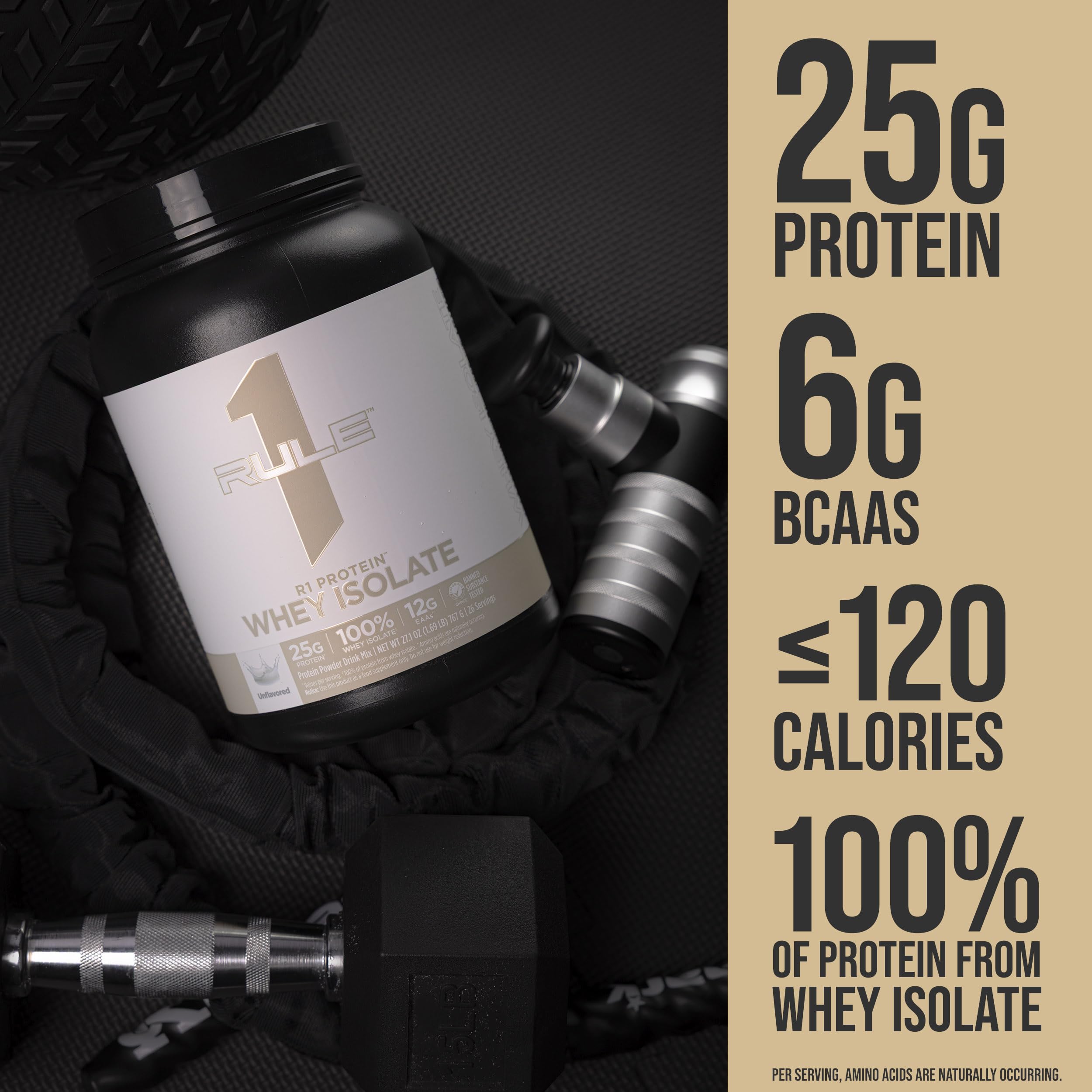 Rule 1 R1 bottle with shaker on gym bench