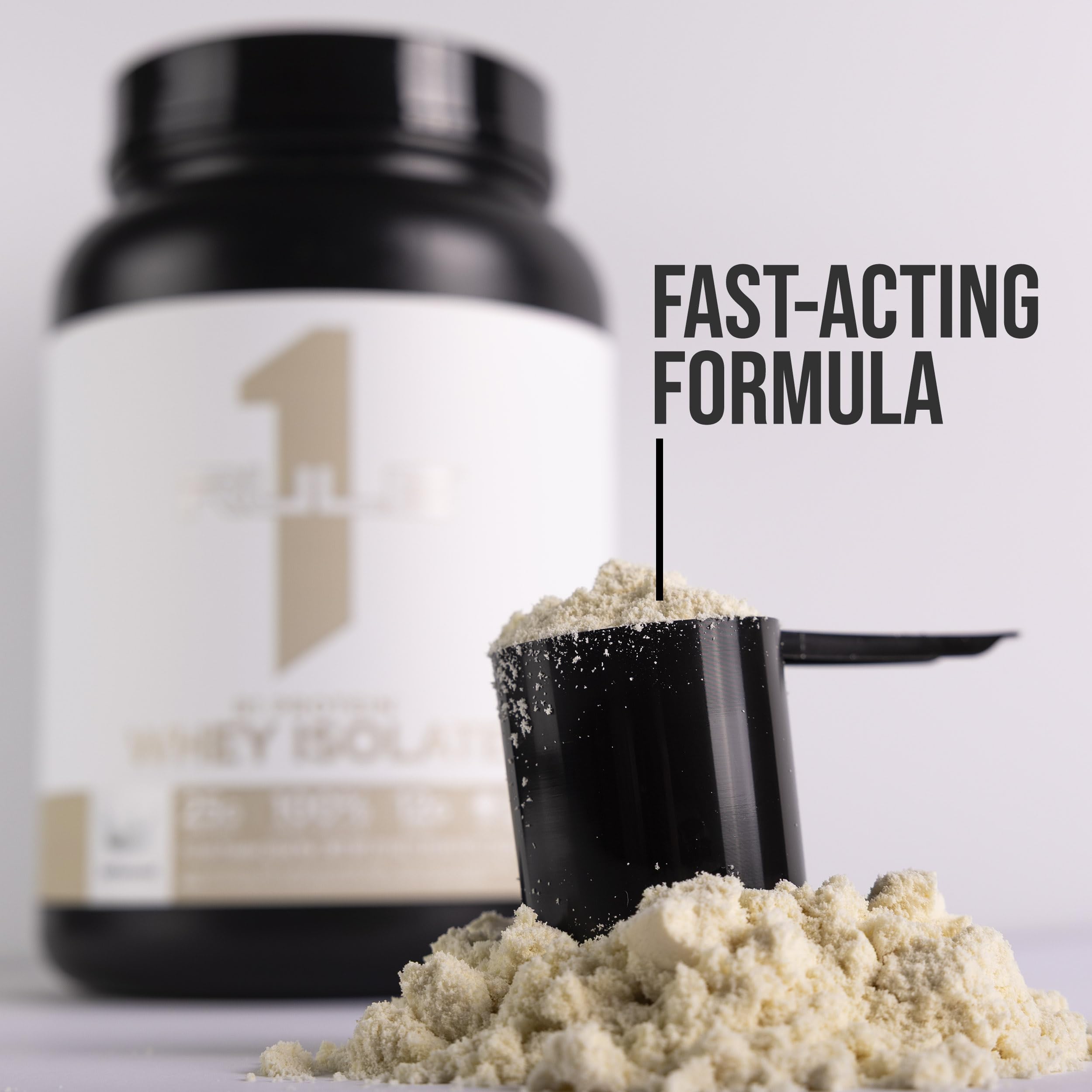 Rule 1 R1 nutrition panel close up showing 25 g protein and 6 g BCAAs