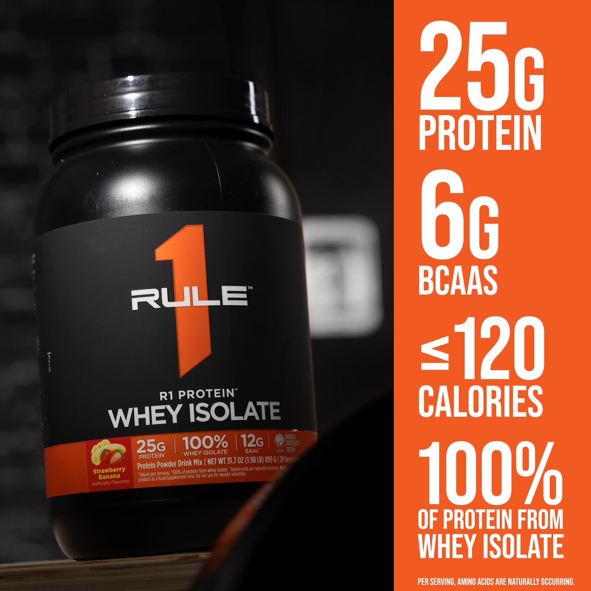 Rule 1 R1 Protein Whey Isolate pistachio ice cream flavor close-up.