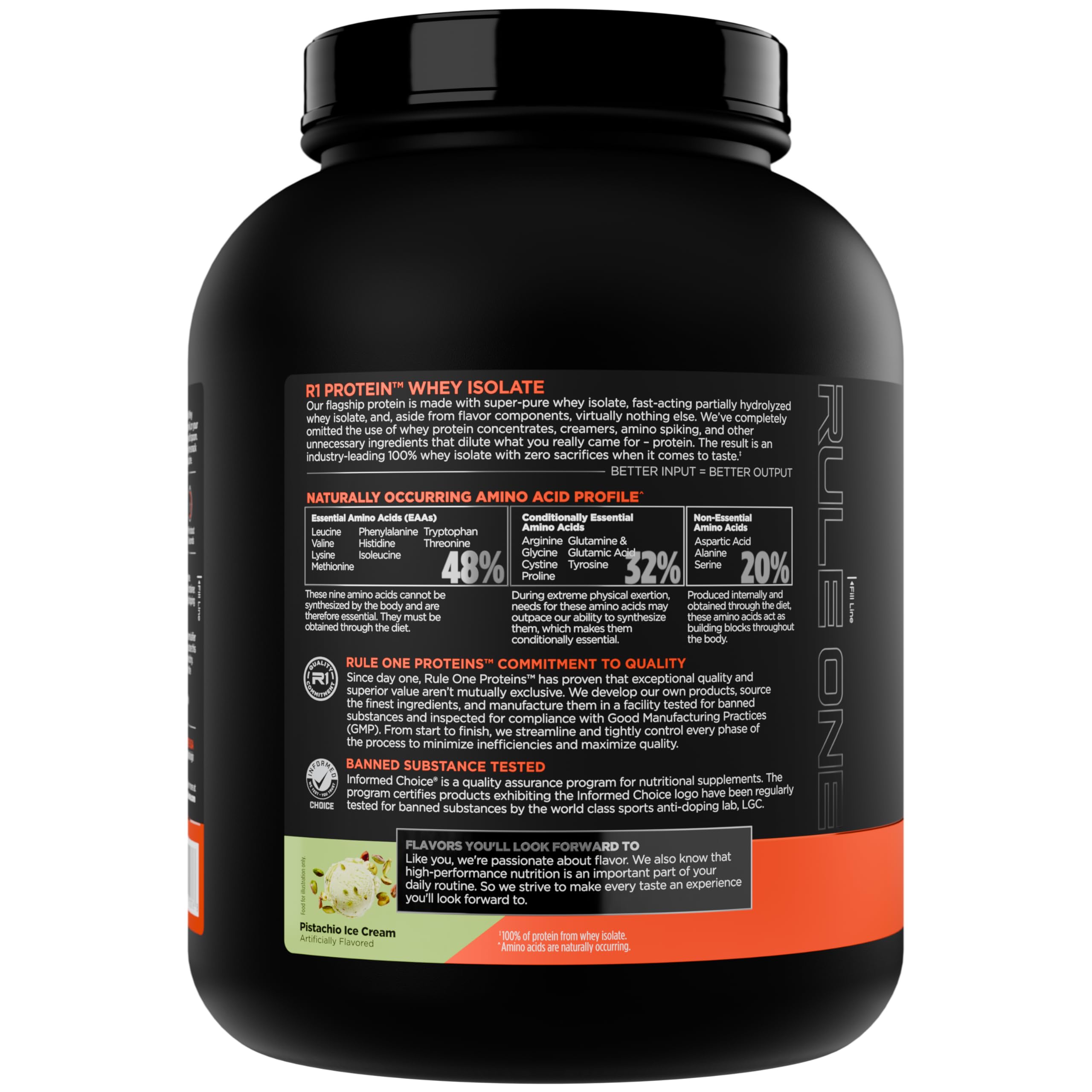 Rule 1 R1 Protein Whey Isolate scoop showing a precise 25g serving.