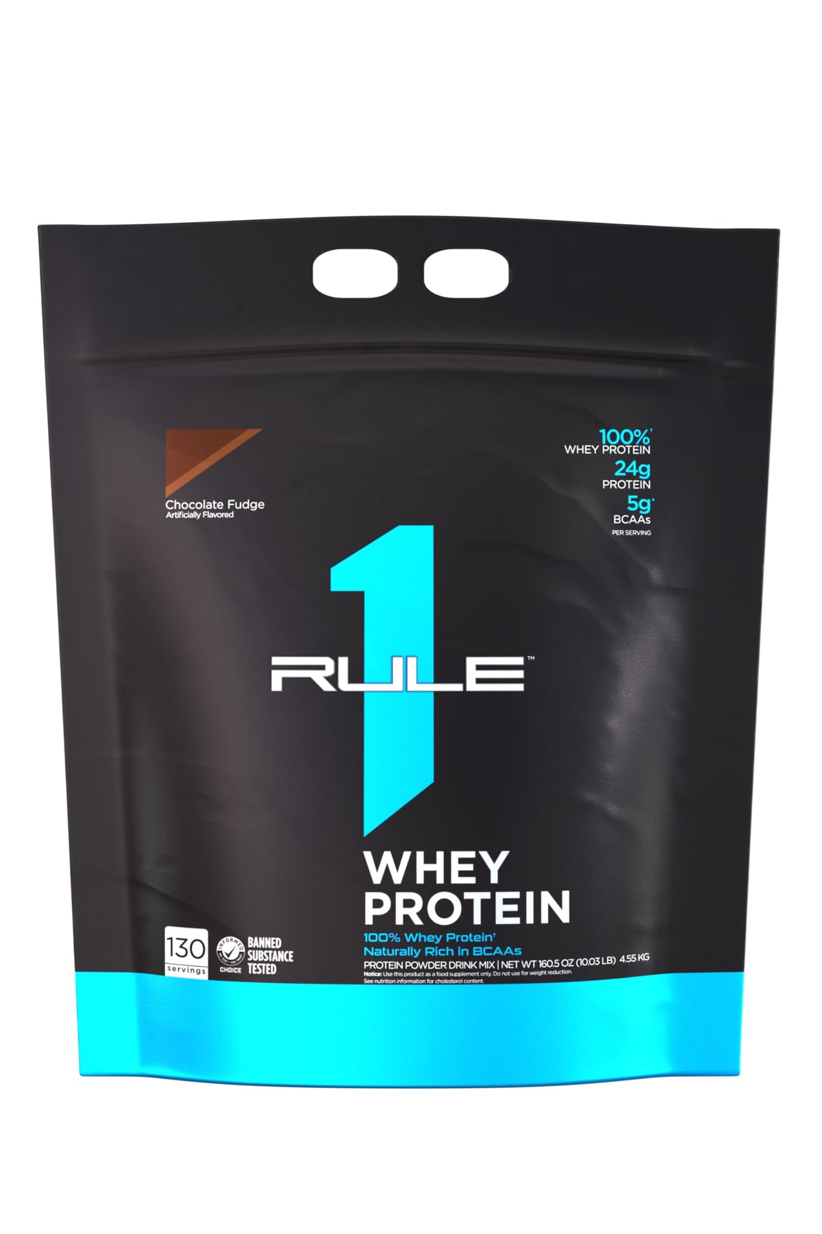 Rule 1 Whey Protein Chocolate Fudge pour bottle for quick refuel