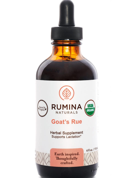 Rumina Naturals Goats Rue bottle: organic lactation support for nursing moms