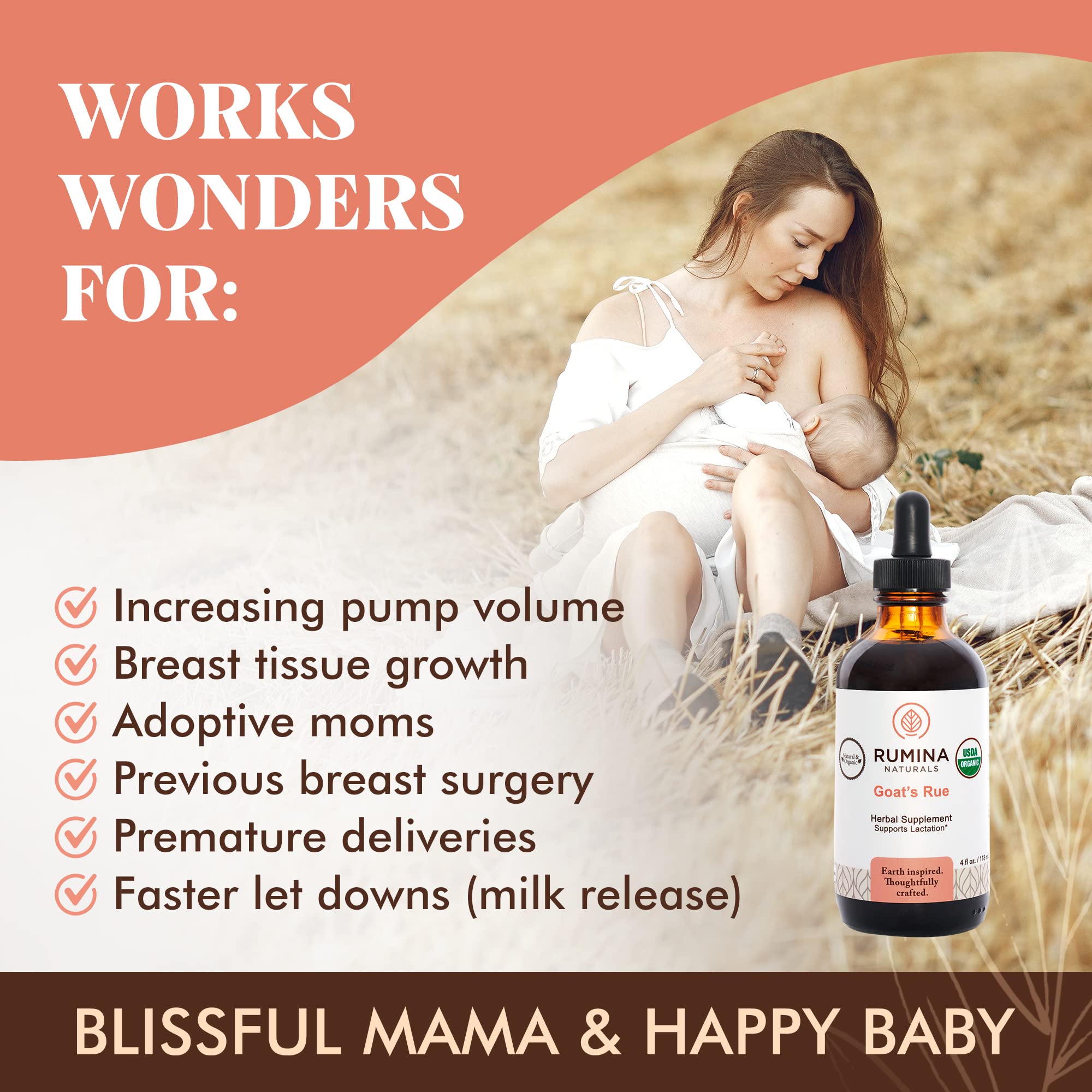 Rumina Naturals Goats Rue organic ingredients: all-natural lactation herbs