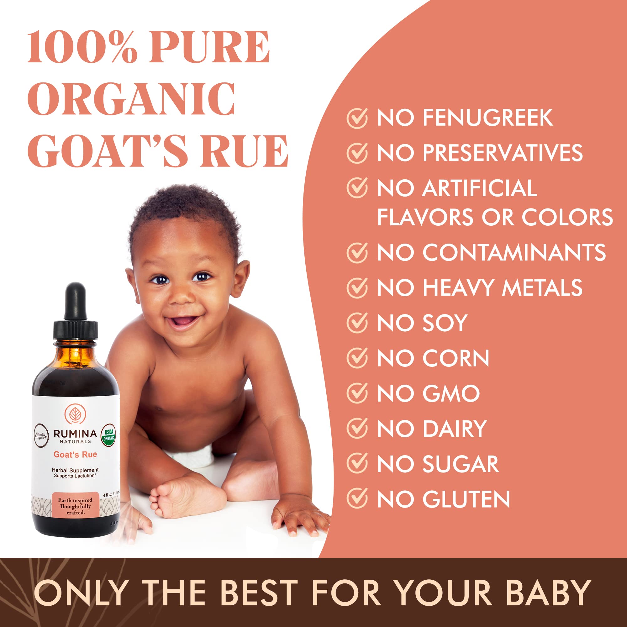Rumina Naturals Goats Rue packaging: sustainable, non-GMO bottle