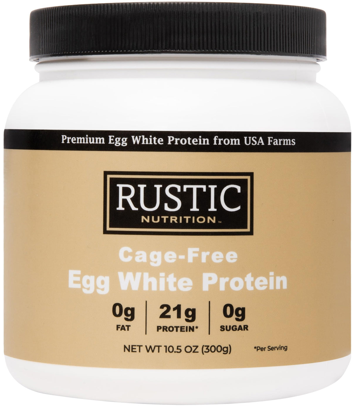 Rustic Nutrition egg white powder bottle for quick protein on the go