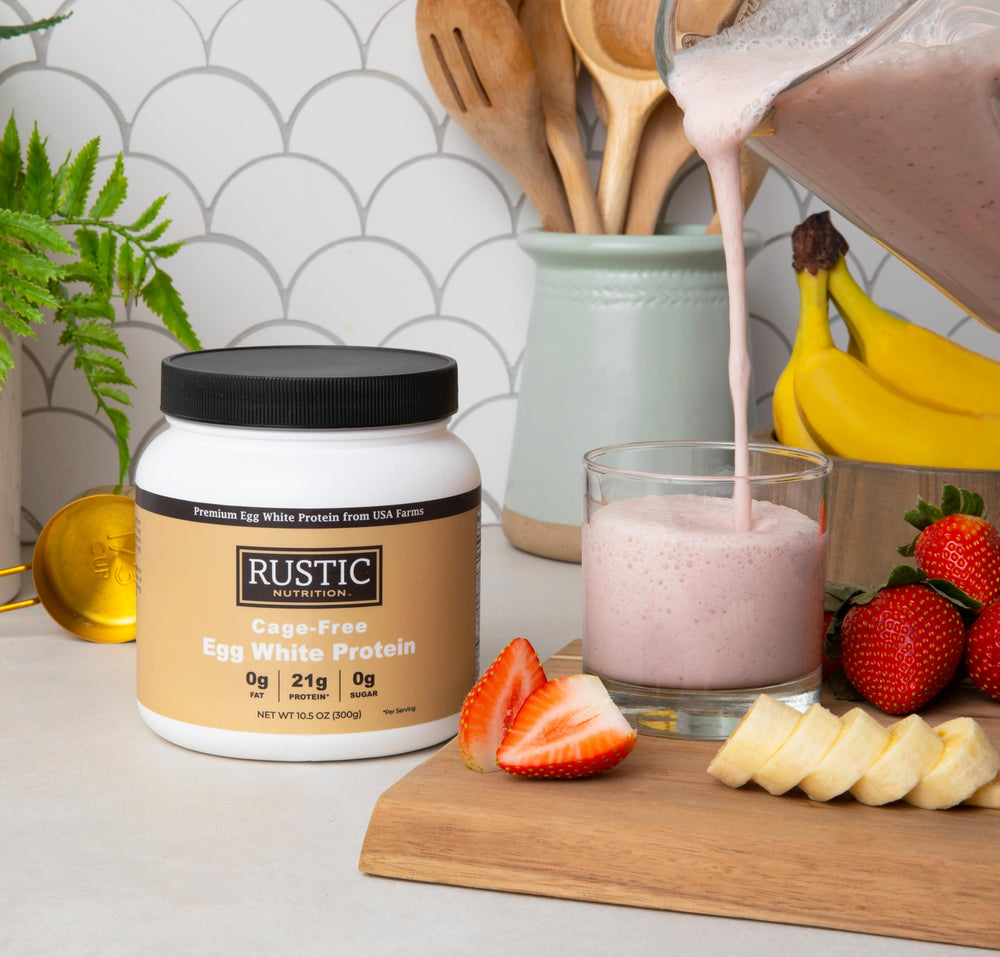 Rustic Nutrition egg white powder NSF label indicating safety standards