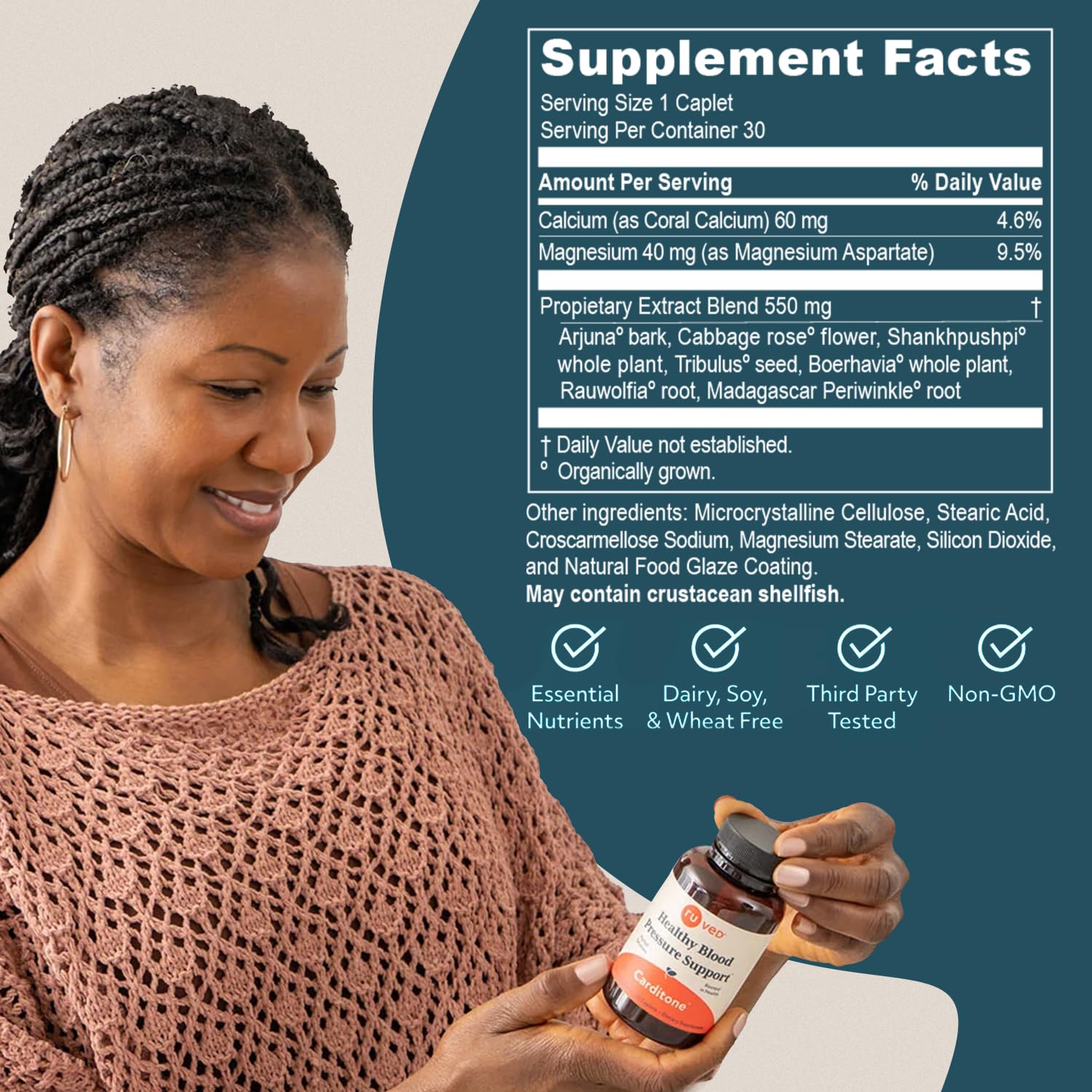 Carditone capsules emphasizing vegan non-GMO heart wellness formula