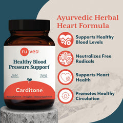 Ruved Carditone label highlighting key ingredients Rauwolfia and Arjuna