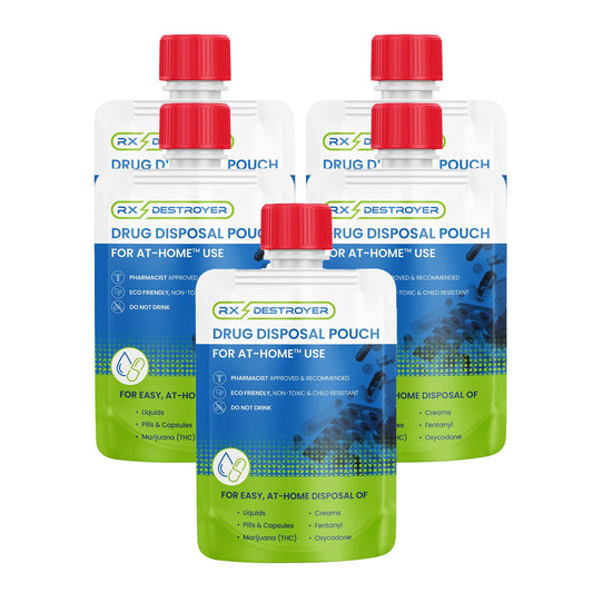 Rx Destroyer All-Purpose bottle pour enables at-home safe medication disposal.