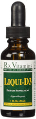 Rx Vitamins Liqui-D3 bottle with olive oil base for easy daily vitamin D
