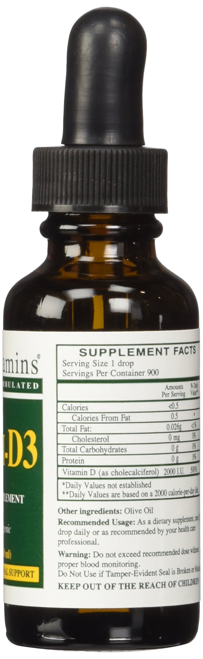 Liqui-D3 label displays 2000 IU vitamin D clearly