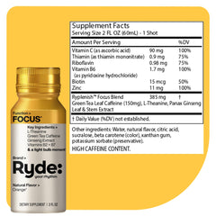 Zero sugar label on Ryde shot for a guilt-free choice