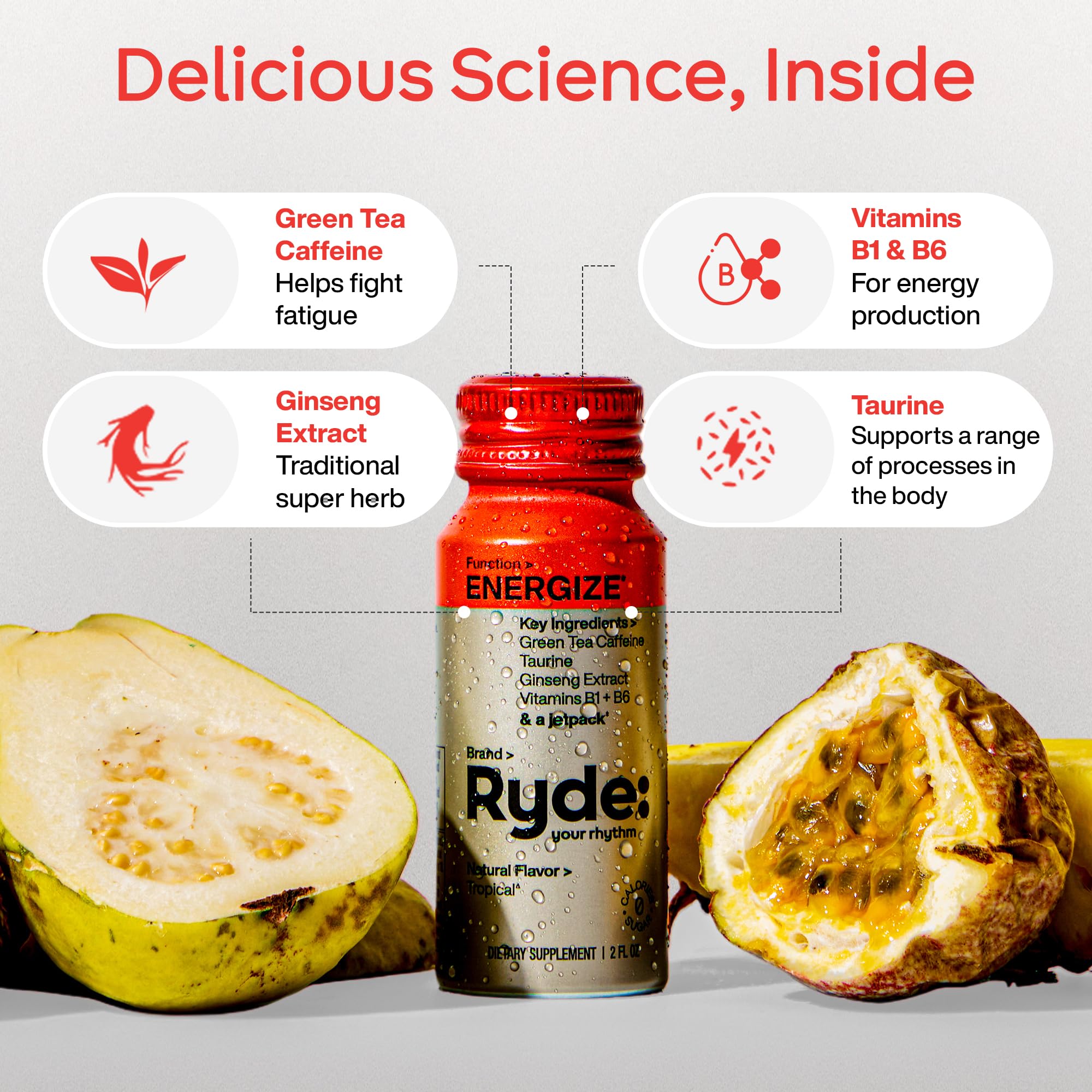 RYDE Energize shot taurine supports sustained alertness during study