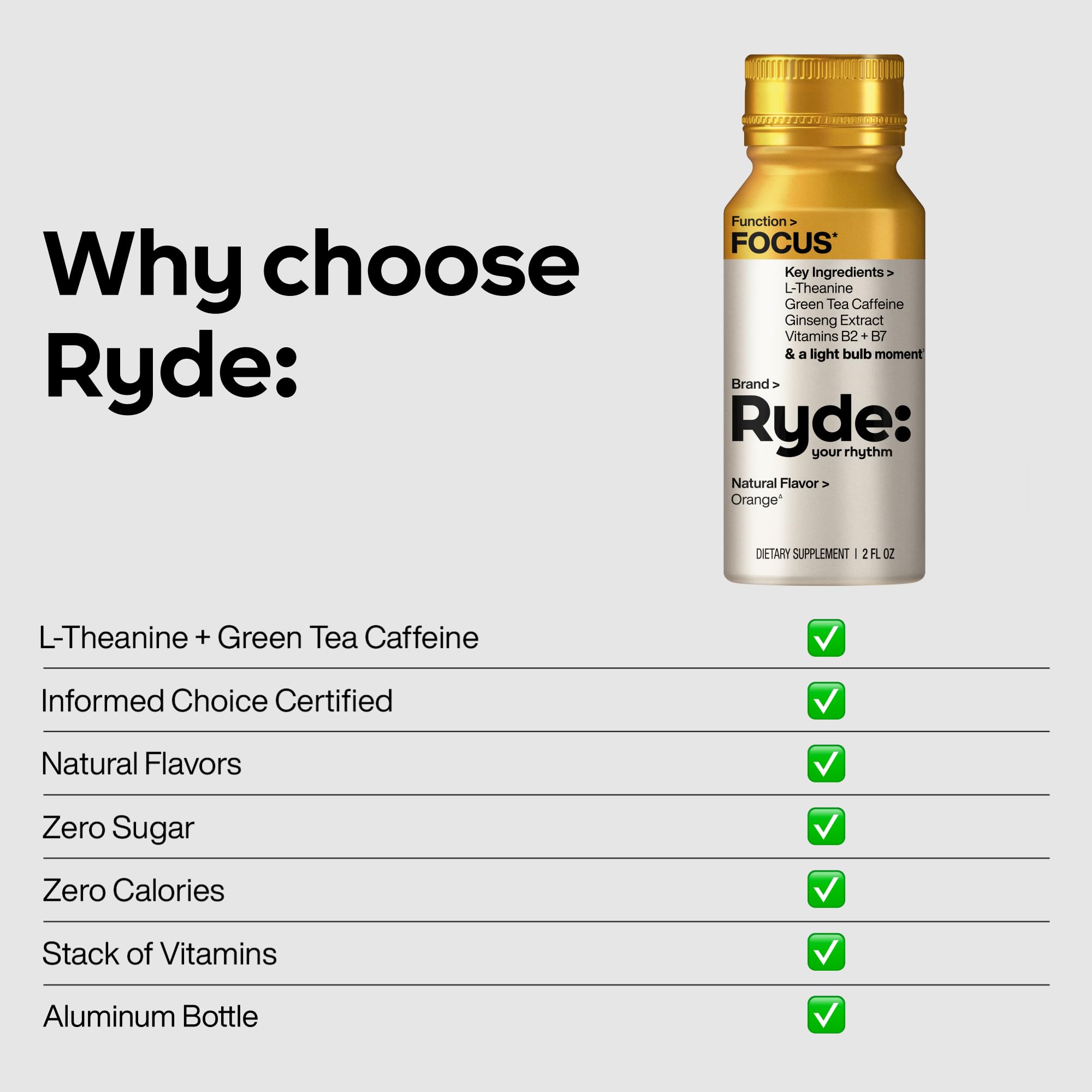 RYDE Focus Shot orange flavor close-up with bright citrus aroma.