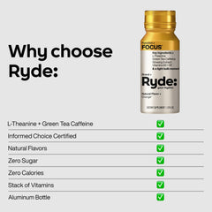 RYDE Focus Shot orange flavor close-up with bright citrus aroma.