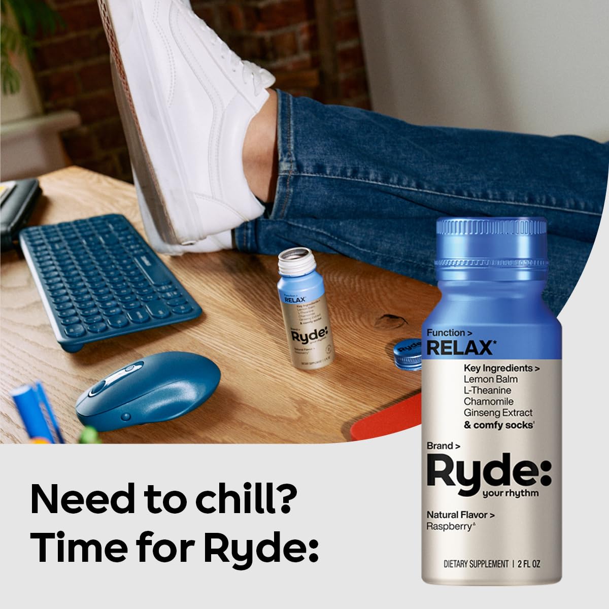 Ryde Relax Shot Raspberry open pack ready for quick use