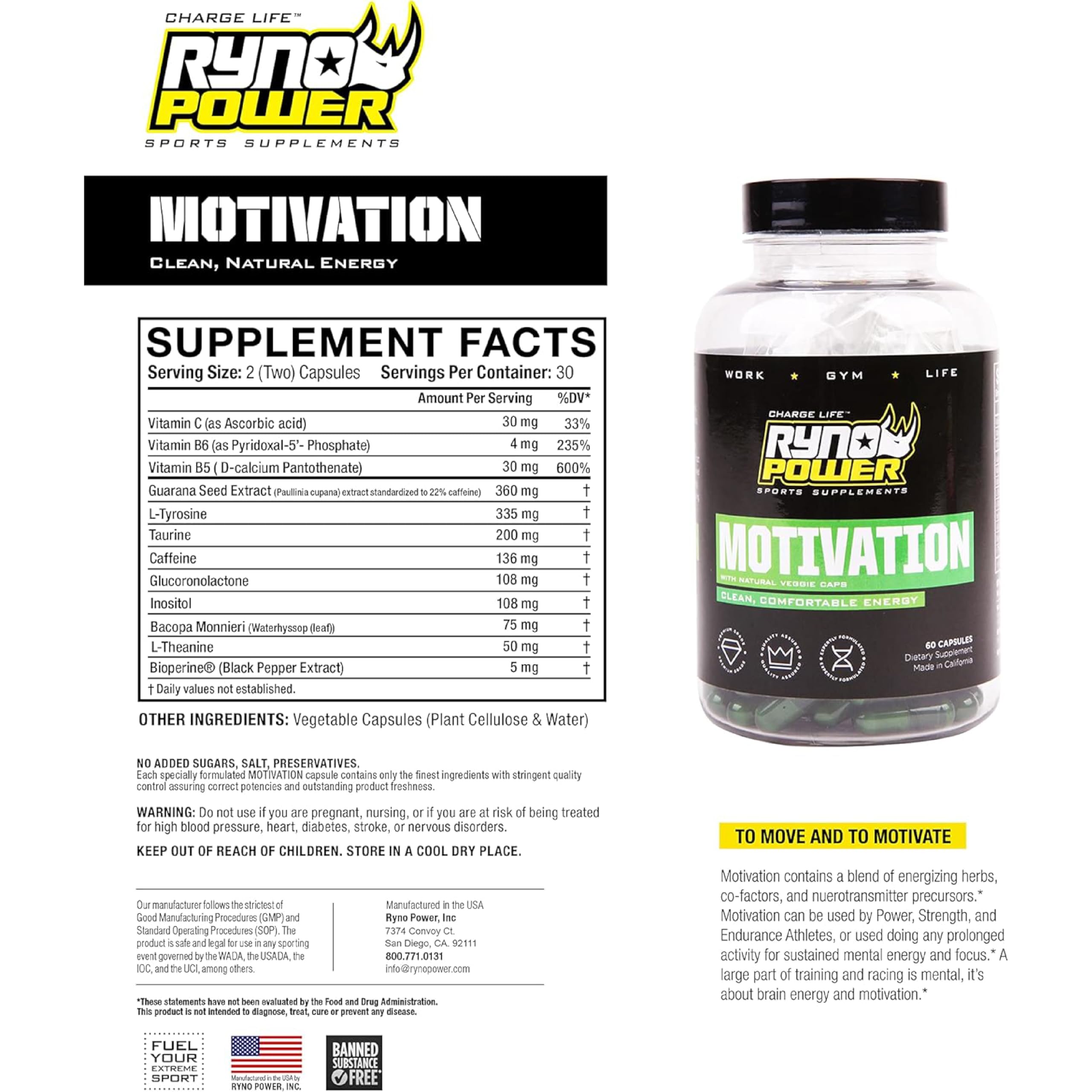 Ryno Power Motivation on a desk suggests focus during work or training.
