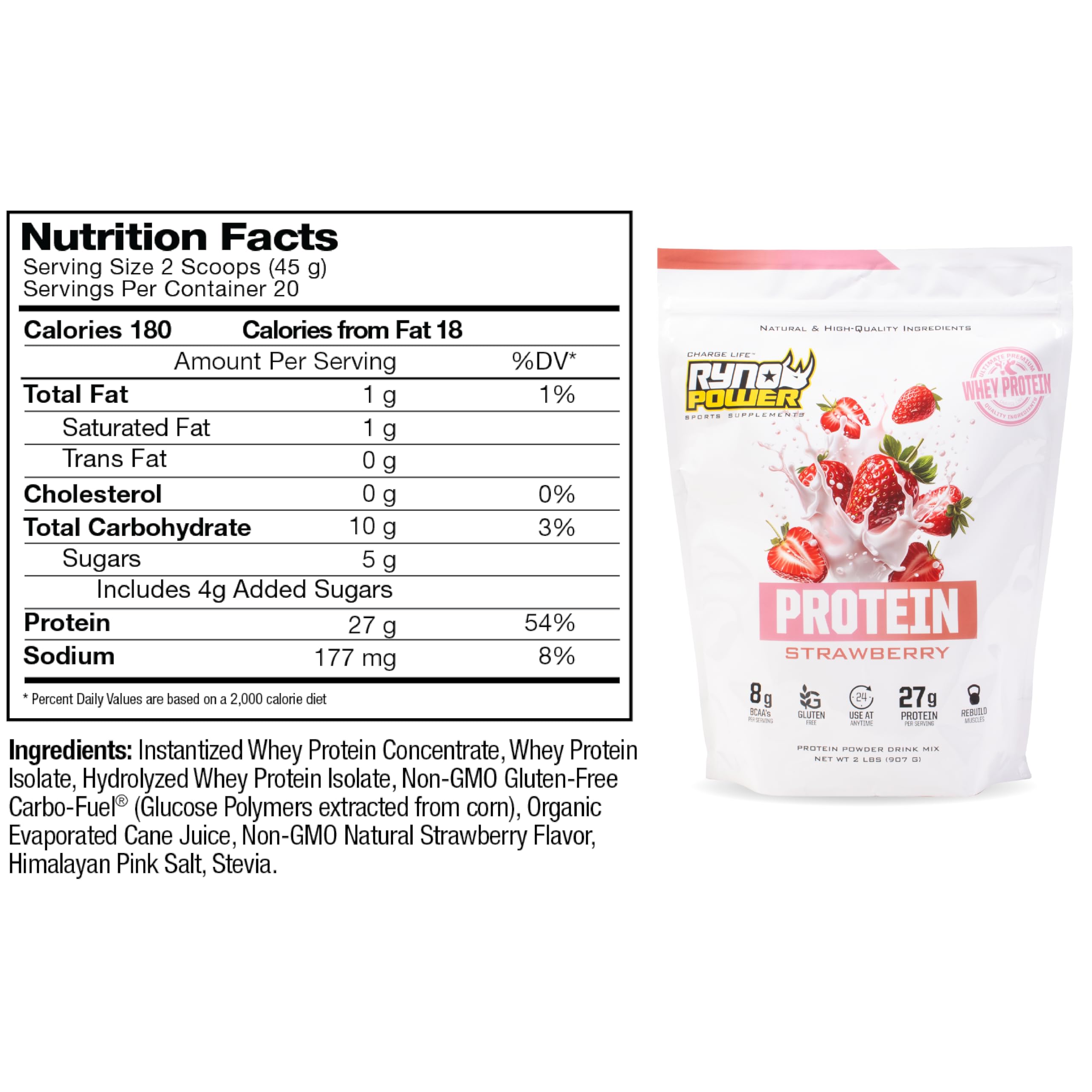 Shaker with Ryno Power Strawberry Whey demonstrates convenient post-workout use
