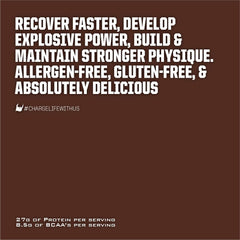 Ryno Power chocolate whey protein 2lb label closeup with clean design