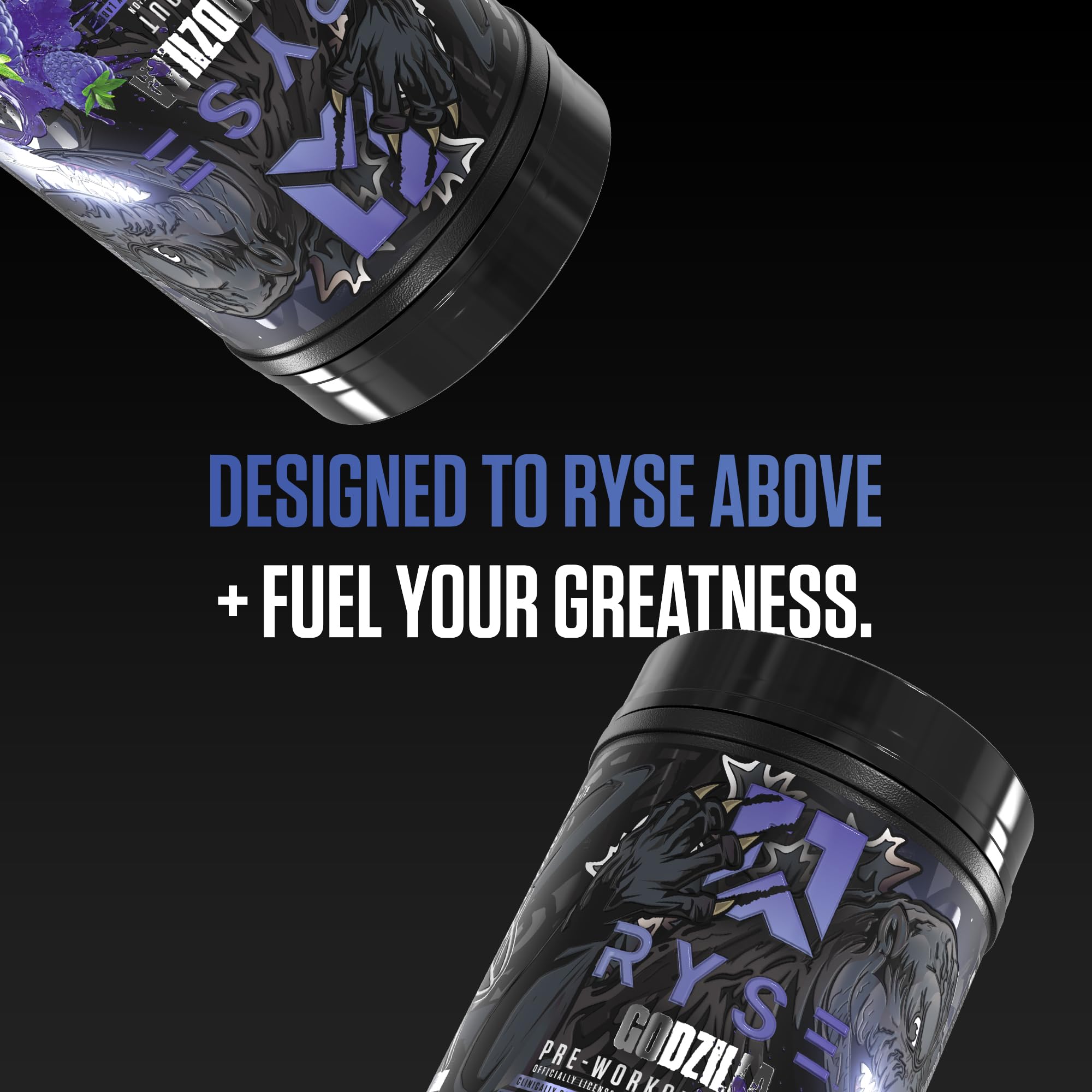 Mixer with RYSE Godzilla Blue Raspberry for a smooth pre‑workout drink