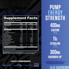 RYSE Godzilla Blue Raspberry scoop showing one-scoop portion