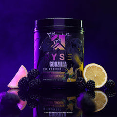 Close-up of the RYSE label highlighting caffeine per serving.