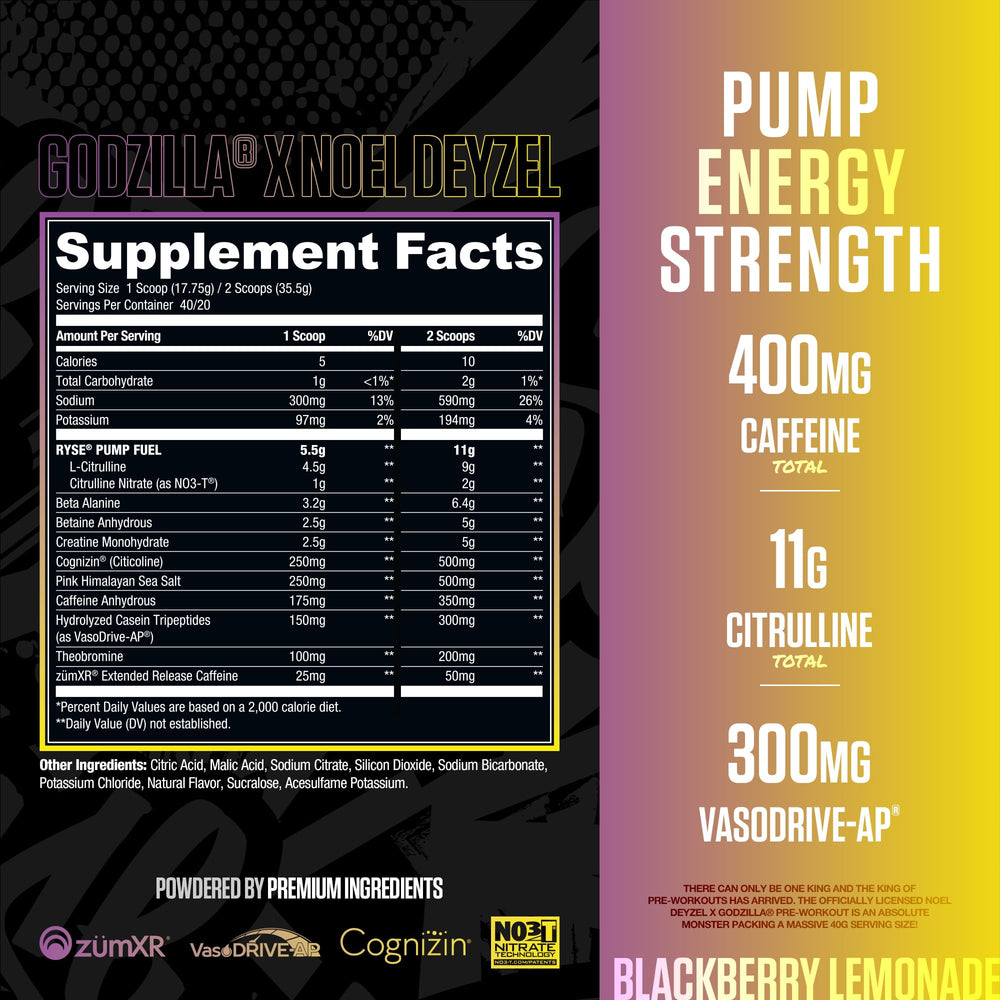 RYSE pre-workout scoop shown for precise dosing before training.