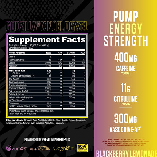 RYSE pre-workout scoop shown for precise dosing before training.