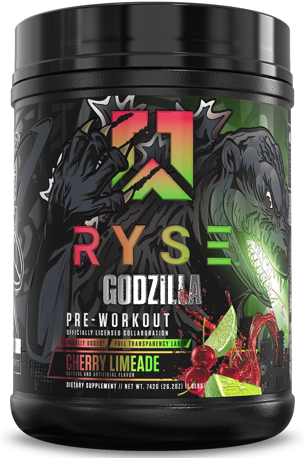 RYSE Godzilla Noel Deyzel cherry limeade canister front for high-stim training