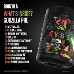 Close-up of label on RYSE Godzilla Noel Deyzel canister