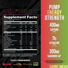 Pour into a glass for a pre-workout energy boost with RYSE Godzilla