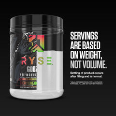 Glass of water ready to mix with RYSE Godzilla Noel Deyzel powder